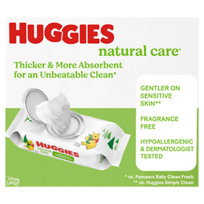 Huggies Natural Care Sensitive Baby Wipes, Unscented, 6 Flip-Top