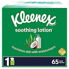 Kleenex Soothing Lotion Facial Tissues, 65 Each