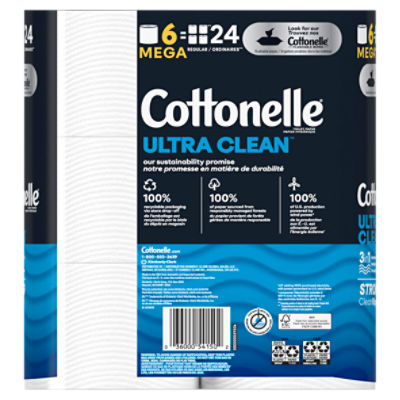 Cottonelle Ultra Clean Toilet Paper, Strong Toilet Tissue Mega