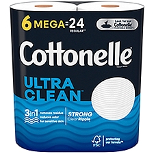 Cottonelle Ultra Clean Toilet Paper Strong Toilet Tissue Mega Rolls, 18.72 Each