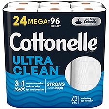 Cottonelle Ultra Clean Mega Rolls Toilet Paper, 24 count
