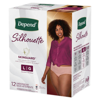 Depend Silhouette Maximum Absorbency Underwear, Size L, 12 count - The  Fresh Grocer