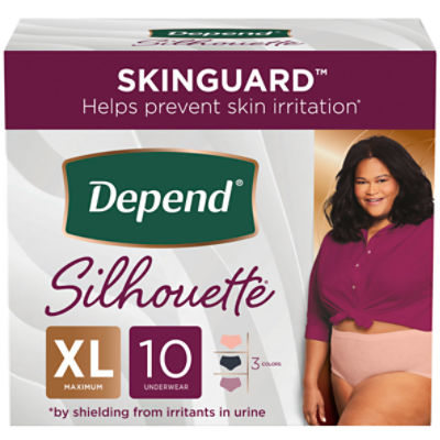 Depend Silhouette Adult Incontinence Underwear Extra-Large Maximum Black,  Pink and Berry Underwear - ShopRite