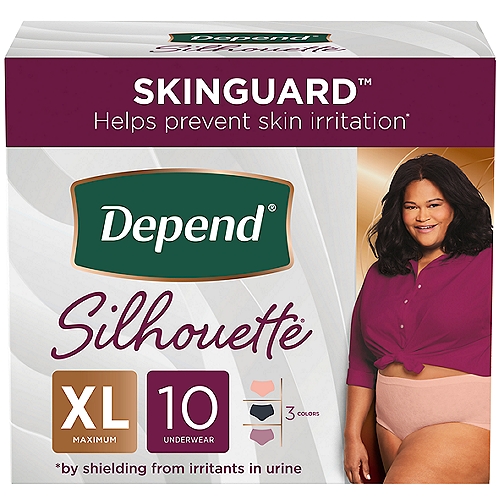 Depend Silhouette Adult Incontinence Underwear Extra-Large Maximum Black,  Pink and Berry Underwear - The Fresh Grocer