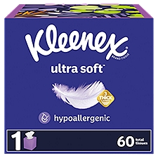Kleenex Ultra Soft Facial Tissues Cube Box 3 Ply, 60 Each