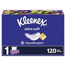 Kleenex Ultra Soft Facial Tissues Flat Box 3 Ply, 120 Each