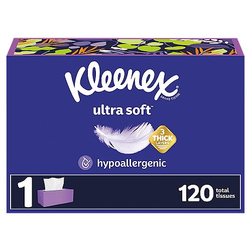 Kleenex Ultra Soft Facial Tissues Flat Box 3 Ply