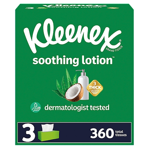 Kleenex Soothing Lotion Coconut Oil + Aloe Tissues, 120 count, 3 pack