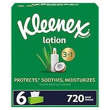 Kleenex Soothing Lotion Facial Tissues with Coconut Oil, Aloe & Vitamin E Flat Boxes 3 Ply