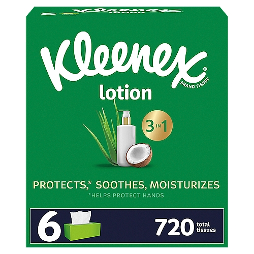 Kleenex Soothing Lotion Facial Tissues with Coconut Oil, Aloe & Vitamin E Flat Boxes 3 Ply