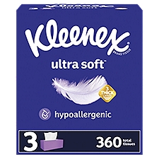 Kleenex Ultra Soft Facial Tissues Flat Boxes 3 Ply, 360 Each
