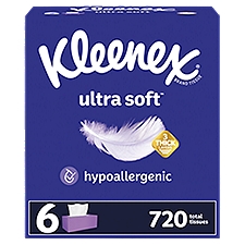 Kleenex Ultra Soft Facial Tissues Flat Boxes 3 Ply, 720 Each