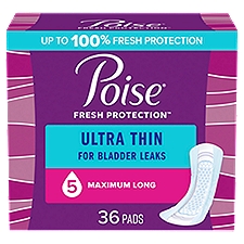 Poise Long Length Maximum Ultra Thin Pads, 36 count