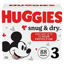 Huggies Snug & Dry Baby Diapers, Size 3 (16-28 lbs), 88 Each