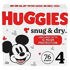 HUGGIES Snug & Dry Diapers, Size 4, 22-37 lb, 76 count