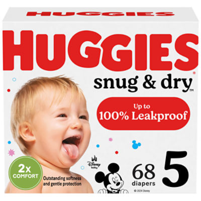 Huggies Snug & Dry Baby Diapers, Size 5 (27+ lbs)
