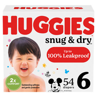 Huggies Snug & Dry Baby Diapers, Size 6 (35+ lbs), 54 Ct, 54 Each