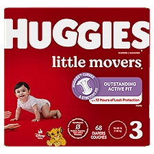 HUGGIES Little Movers Diapers, Size 3, 16-28 lb, 68 count