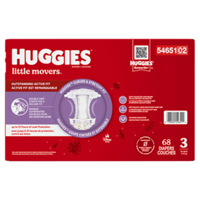Huggies Little Movers Baby Diapers, Size 3 (16-28 lbs) - The Fresh Grocer