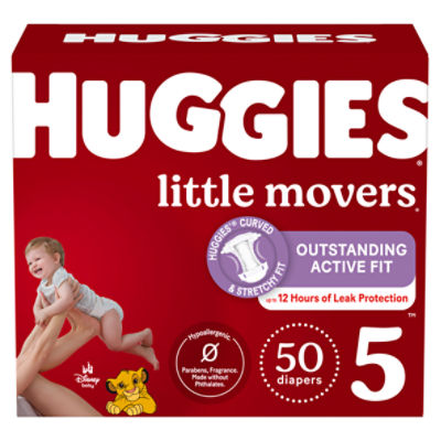 Huggies Little Movers Baby Diapers Size 5 (27+ lbs), 50 Each