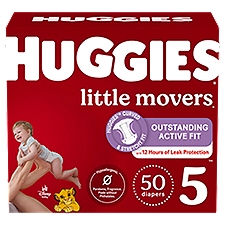 Huggies Little Movers Baby Diapers, Size 5 (27+ lbs), 50 Each