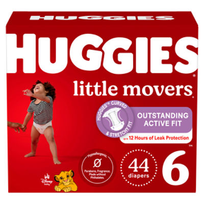 Huggies Little Movers Baby Diapers Size 6 (35+ lbs), 44 Each