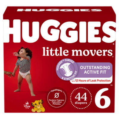 Huggies Little Movers Baby Diapers Size 6 (35+ lbs), 44 Each