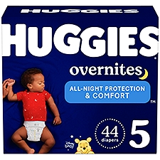 HUGGIES Overnites Size 5 Over 27 lb, Diapers, 44 Each