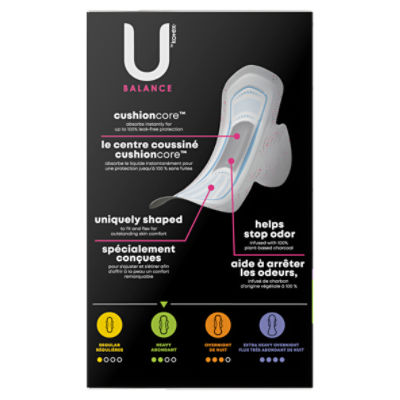 U by Kotex Balance Ultra Thin Pads with Wings, Heavy Absorbency - ShopRite
