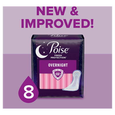 Poise Overnight Pad, Extra Coverage 