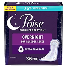 Poise Incontinence Pads & Postpartum Incontinence Pads 8 Drop Overnight Extra-Coverage Length Pads