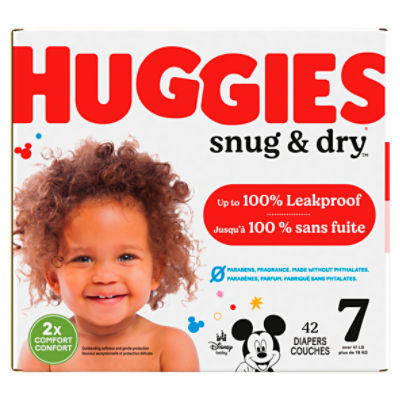 Huggies Snug & Dry Baby Diapers, Size 7 (41+ lbs), 42 Ct