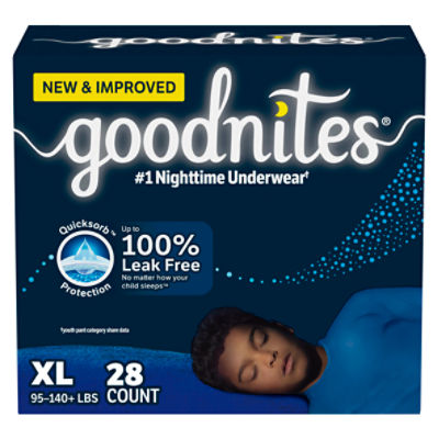 Goodnites Boys' Nighttime Bedwetting Underwear Size Extra Large (95-140+ lbs) 28 Ct
