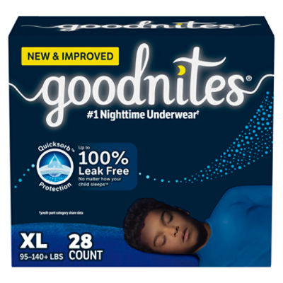 Goodnites Boys Bedwetting Underwear, Sizes 14-20, XL, 95-140+ lbs, 28 count