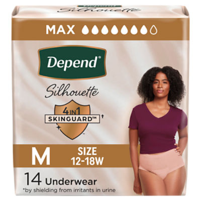 Depend Silhouette Maximum Underwear, Size M, 14 Count