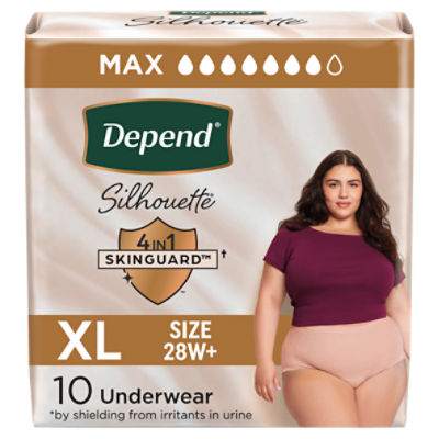 Depend Silhouette Maximum Underwear, Size XL, 10 Count