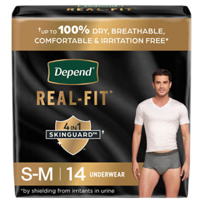 Depend Real Fit Maximum Absorbency Small/Medium Grey Incontinence Underwear for Men