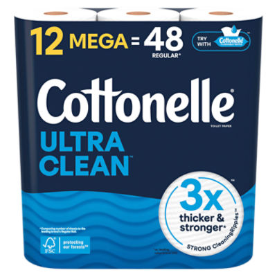 Cottonelle Ultra Clean Toilet Paper, 284 1-ply sheets per roll, 12 count, 34.08 Each