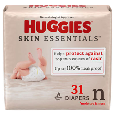 Huggies Skin Essentials Diapers, Size n, up to 10 lb, 31 count