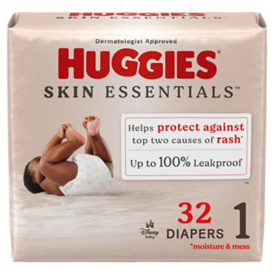 Huggies Skin Essentials Baby Diapers, Size 1 (8-14 lbs), 32 Ct
