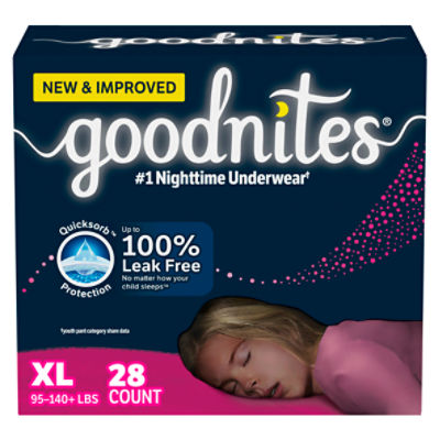 Goodnites Girls' Nighttime Bedwetting Underwear Size Extra Large (95-140+ lbs)