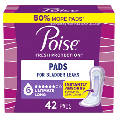 Poise Ultimate Long Pads, 42 Count