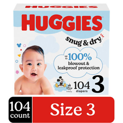 Huggies Snug & Dry Diapers, Size 3, 16-28 lb, 104 Count, 104 Each