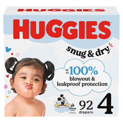 Huggies Snug & Dry Diapers, Size 4, 22-37 lb, 92 count