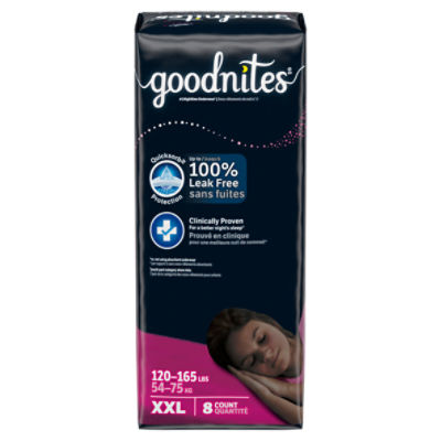 Goodnites Girls Nighttime Underwear, Sizes 18-20, XXL, 120-165 lbs, 8 Count Image 7 of 11