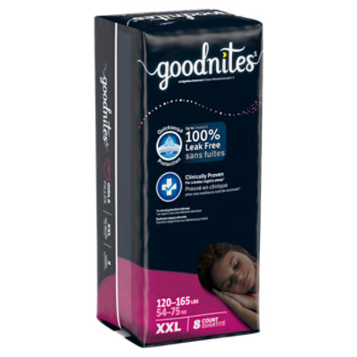 Goodnites Girls Nighttime Underwear, Sizes 18-20, XXL, 120-165 lbs, 8 Count Image 8 of 11