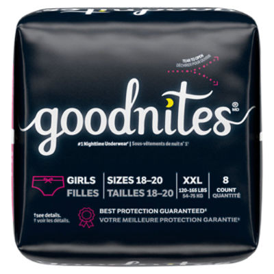 Goodnites Girls Nighttime Underwear, Sizes 18-20, XXL, 120-165 lbs, 8 Count Image 10 of 11