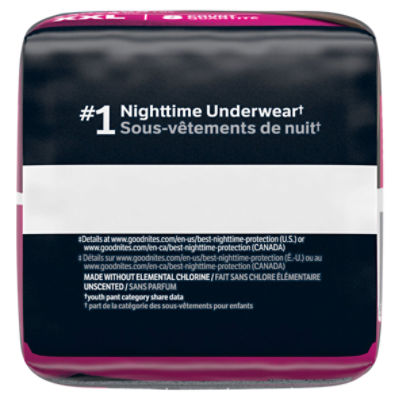 Goodnites Girls Nighttime Underwear, Sizes 18-20, XXL, 120-165 lbs, 8 Count Image 9 of 11