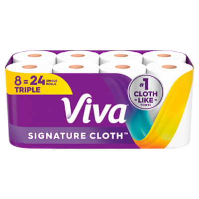 Viva Signature Cloth Paper Towels, 1-ply each towel, 129 Paper Towels per Roll, 8 count, 103.2 Each