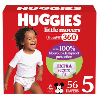 Huggies Little Movers HuggFit 360° Disney Baby Diapers, Size 5, over 27 lb, 56 Count